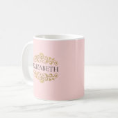 Mug Élégant Valentines roses Jour Monogramme (Devant gauche)