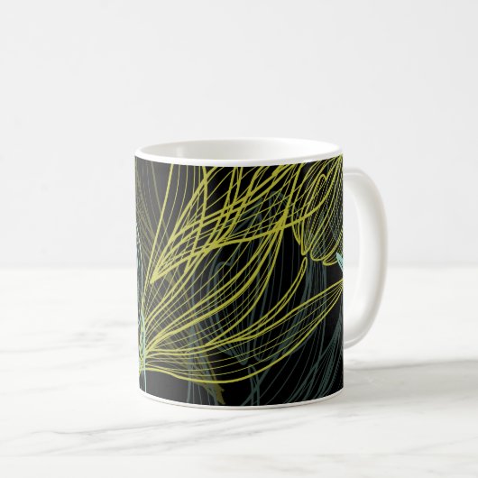 Mug Élégant vert, bleu tulips motif (Devant droit)