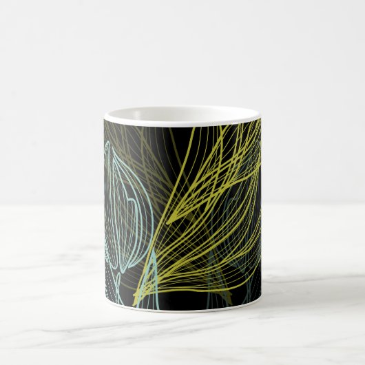 Mug Élégant vert, bleu tulips motif (Centre)