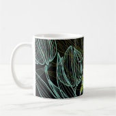 Mug Élégant vert, bleu tulips motif (Gauche)