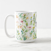 Mug Elégant vert fleurs sauvages d'aquarelle (Gauche)
