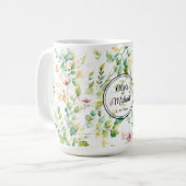 Mug Elégant vert fleurs sauvages d'aquarelle (Devant gauche)