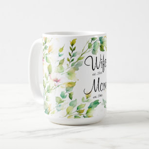 Mug Elégant vert fleurs sauvages d'aquarelle