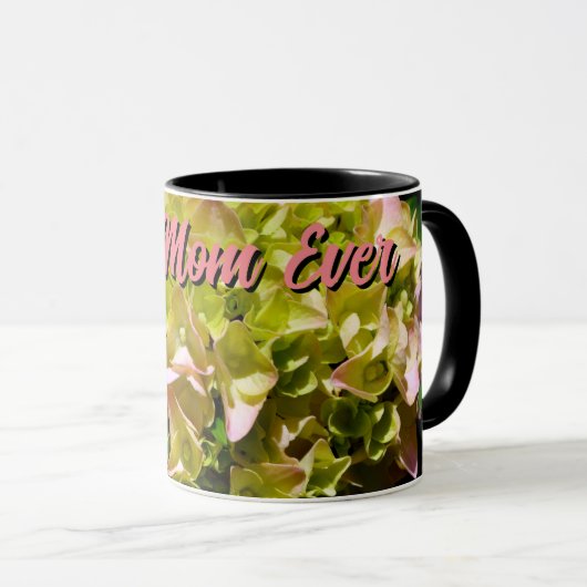 Mug Élégant vert jaune rose Hydrangea fleurs Moms (Devant droit)