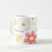 Mug Élégant vert moderne rose floral (Devant gauche)