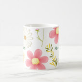 Mug Élégant vert moderne rose floral (Centre)