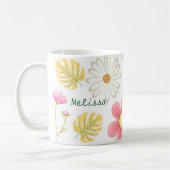 Mug Élégant vert moderne rose floral (Gauche)