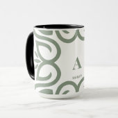 Mug Élégant Vert Sauge Poussiéreux Monogramme Script (Devant gauche)