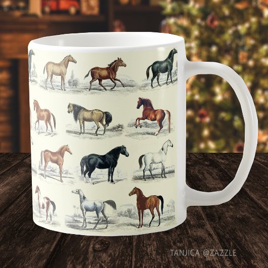 Mug Élégant Vintage Cheval races Motif