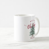 Mug Elegant Vintage Merry Christmas Script Rustic Tree (Devant droit)