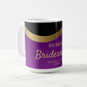 Mug Élégant violet et or monogramme (Devant gauche)