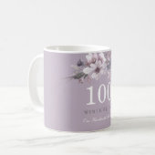 Mug Elégant violet fleuri 100e anniversaire de fête ca (Devant gauche)