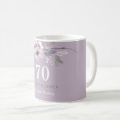 Mug Elégant violet fleuri 70e anniversaire fête cadeau (Devant droit)