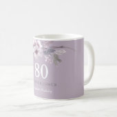 Mug Elégant violet fleuri 80e anniversaire fête cadeau (Devant droit)