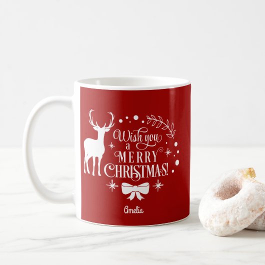 Mug Elégant Vous Souhaite Un Joyeux Monogramme DE NOËL (Avec donut)