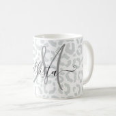 Mug Elegant White Gray Leopard Cheetah Animal Print (Devant droit)