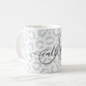Mug Elegant White Gray Leopard Cheetah Animal Print (Devant gauche)