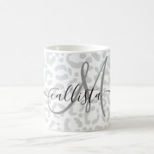 Mug Elegant White Gray Leopard Cheetah Animal Print