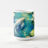 Mug Elegant White Koi & Water Lily Impressionist Art (Centre)
