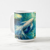 Mug Elegant White Koi & Water Lily Impressionist Art (Devant gauche)