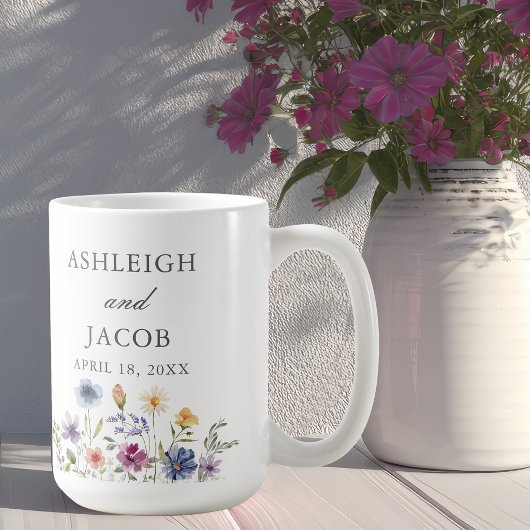 Mug Elegant Wildflower Wedding Anniversary Custom