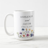 Mug Elegant Wildflower Wedding Anniversary Custom (Gauche)