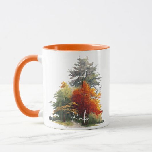 Mug Elégante aquarelle Arbres colorés dans les bois (Gauche)