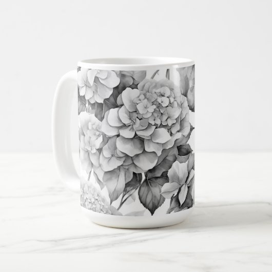 Mug Elégante aquarelle blanche grise noire (Devant gauche)