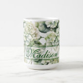 Mug Elégante aquarelle blanche vert hydrangée florale (Centre)