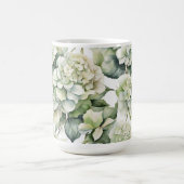 Mug Elégante aquarelle blanche vert hydrangée florale (Centre)
