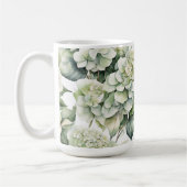 Mug Elégante aquarelle blanche vert hydrangée florale (Gauche)