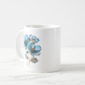 Mug Elégante aquarelle bleu ciel et or fleurs (Devant gauche)