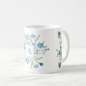 Mug Elégante aquarelle bleu vert (Devant droit)