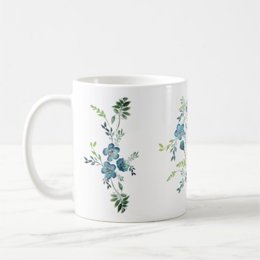 Mug Elégante aquarelle bleu vert (Gauche)