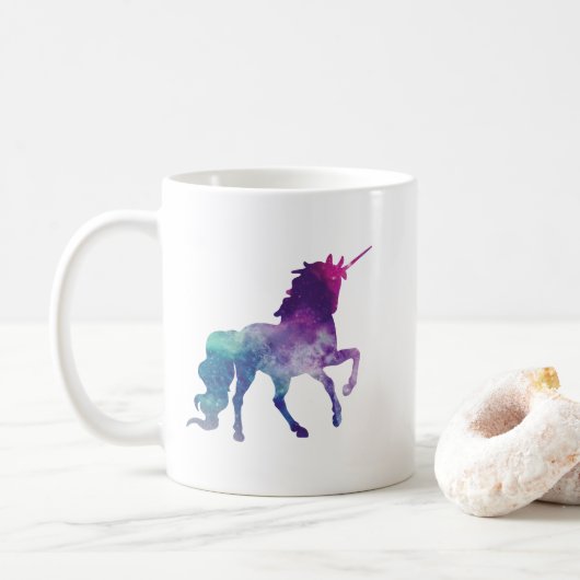 Mug Elégante aquarelle Bleu violet Unicorne moderne (Avec donut)