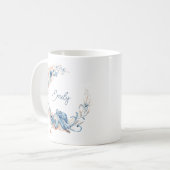 Mug Elégante aquarelle bleue florale (Devant gauche)