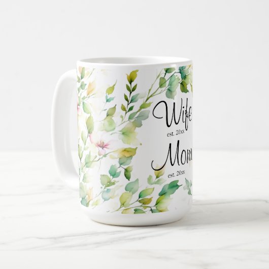 Mug Elégante aquarelle botanique fleurs sauvages Best (Devant gauche)
