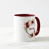 Mug Elégante aquarelle Bourgogne Floral Maman (Devant droit)