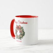 Mug Elégante aquarelle couronne de Noël (Devant gauche)