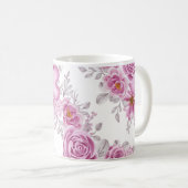 Mug Elégante Aquarelle de coeur rose profond (Devant droit)