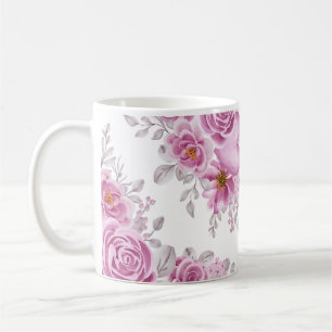 Mug Elégante Aquarelle de coeur rose profond