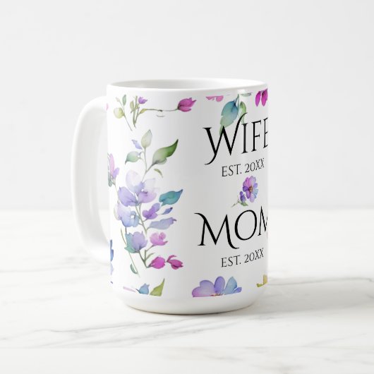 Mug Elégante aquarelle fleurie fleur sauvage maman épo (Devant gauche)
