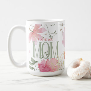 Mug Elégante aquarelle florale "Je t'aime maman" Moder