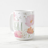 Mug Elégante aquarelle florale "Je t'aime maman" Moder (Devant gauche)