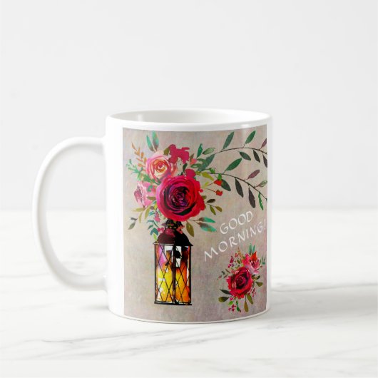 Mug Elégante aquarelle florale Magenta (Gauche)
