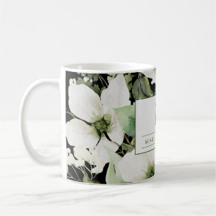 Mug Elégante aquarelle florale noir et blanc