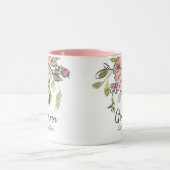 Mug Elégante aquarelle florale Pastel rose grand-mère (Centre)
