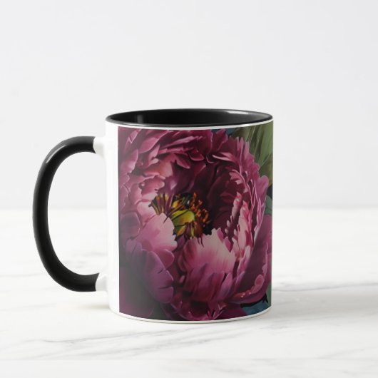 Mug Elégante aquarelle florale rose foncé (Gauche)