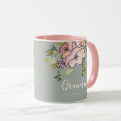 Mug Elégante aquarelle Florale Sage Green Grandma (Devant droit)