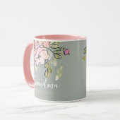 Mug Elégante aquarelle Florale Sage Green Grandma (Devant gauche)